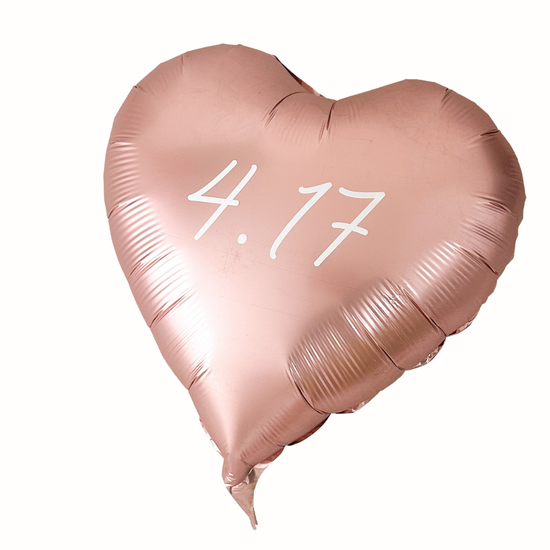 Aluminum balloon with date (heart shape)