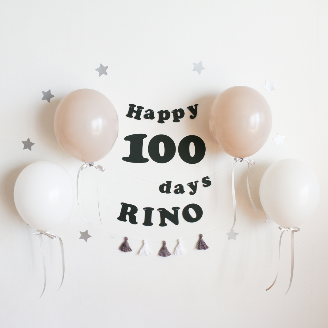 Dusty balloon 100th day celebration set (round letters)