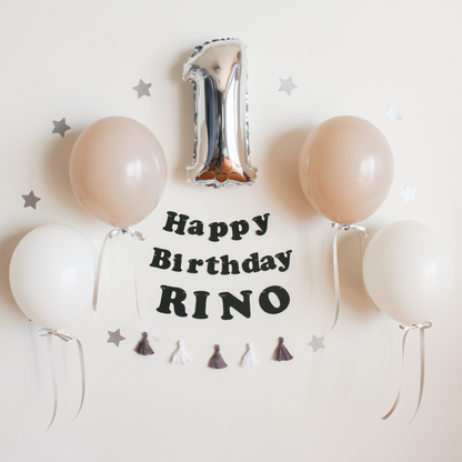 Dusty balloon birthday set (round letters)