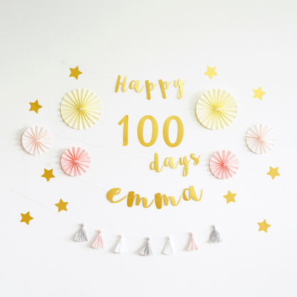 Paper fan 100th day celebration set (plain/cursive)