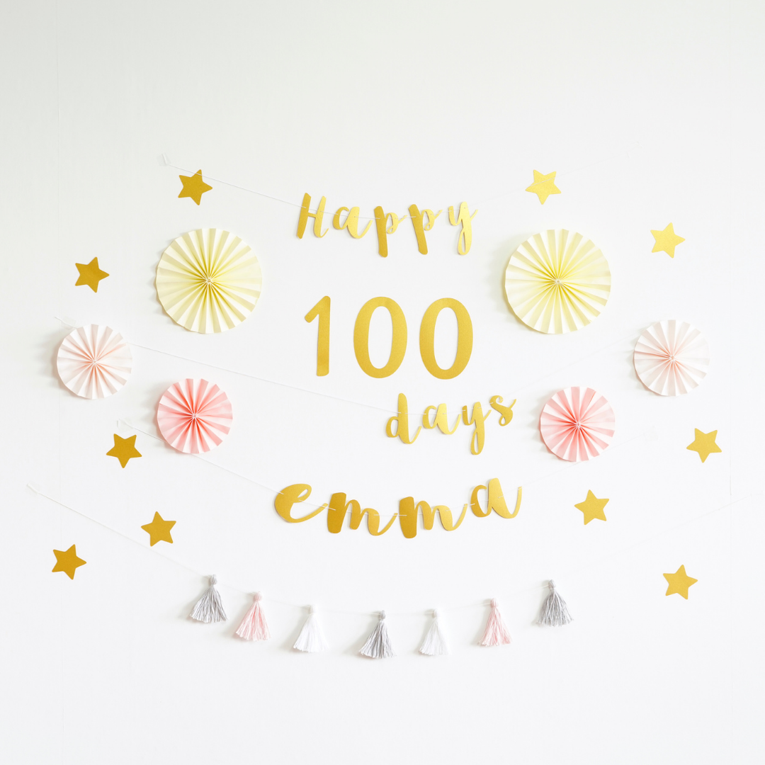 ペーパーファン100日祝い用セット（無地・筆記体）