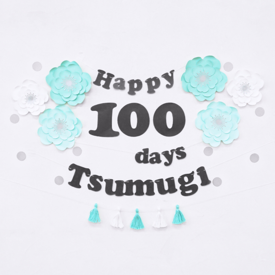 Jumbo flower 100th birthday celebration set (round letters)