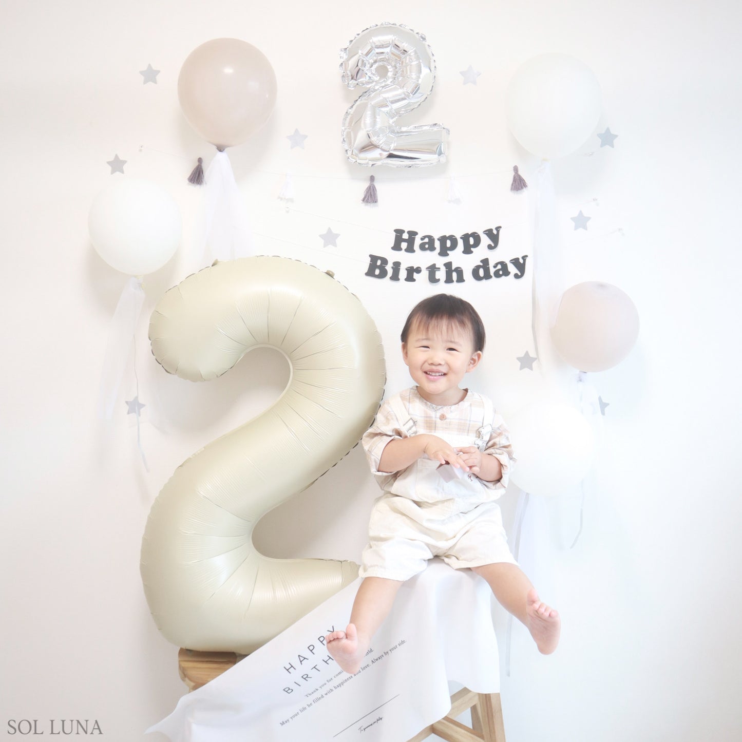 Dusty balloon birthday set (round letters)