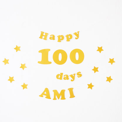 100th day celebration garland set (with name, round letters)
