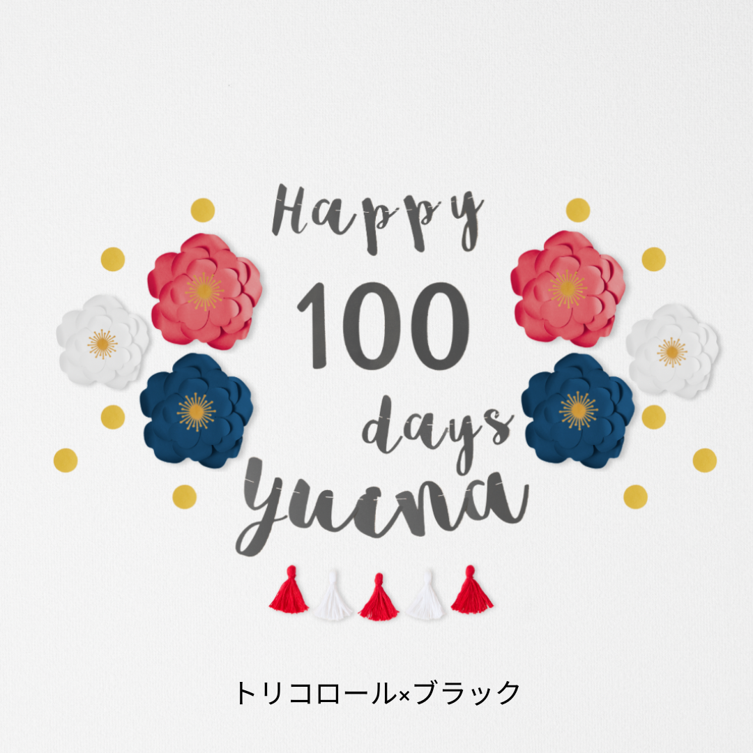 ジャンボフラワー100日祝い用セット（筆記体）